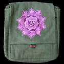 Hemp Handbag hemp purse embroidered with the Tibetan Buddhist symbol Om Mandala