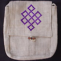 HEMP Bags and Hemp purse handbags embroidered with the Buddhist symbol the Tibetan Knot of Eternity