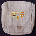 Hemp purse hemp handbag with the Tibetan Buddhism symbol, eyes of Buddha