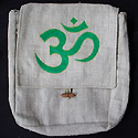 Hemp handbag purses from Nepal, embroidered with the Tibetan Buddhist sacred Om 