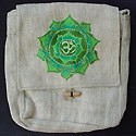 Hemp Handbag hemp purse embroidered with the Tibetan Buddhist symbol Om Mandala