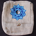 Hemp Handbag hemp purse embroidered with Yin Yang Mandala
