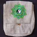 Hemp Handbag hemp purse embroidered with  Yin Yang Mandala