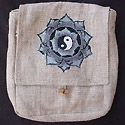 Hemp Handbag hemp purse embroidered with  Yin Yang Mandala